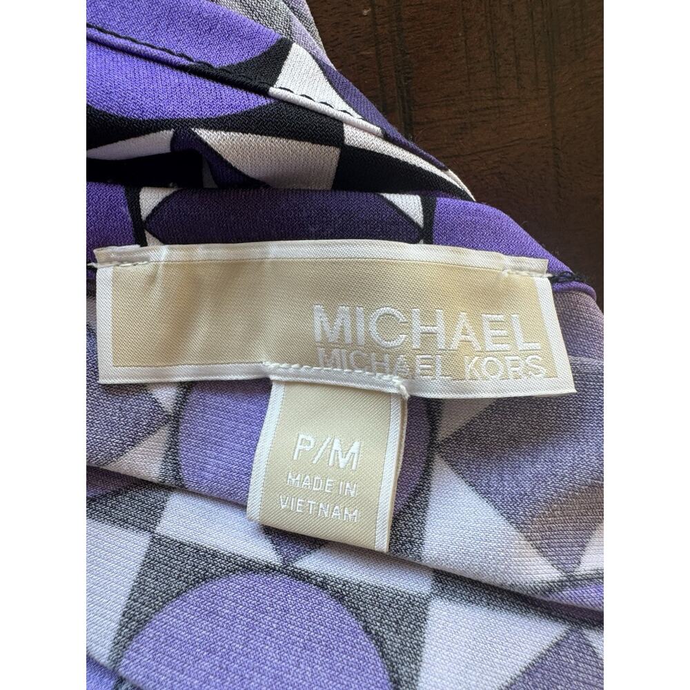 Michael Kors Purple Geometric Print Long Sleeve Top Petite Medium - Picture 5 of 12